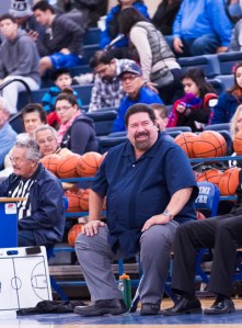 Lanier coach Rudy Bernal enjoys a light moment against Jefferson earlier in his final Voks season.
