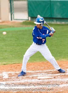 South San senior Daniel Delgado evaluates a letter-high pitch.
