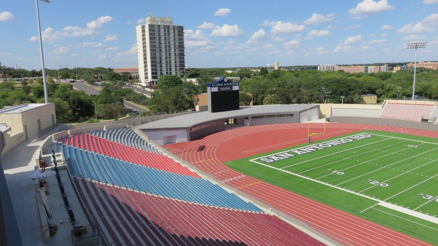 View of the north end zone from the VIP suite.