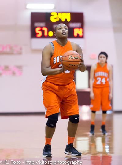 Burbank post Antwanisha Riddle takes a free throw against Port Lavaca Calhoun.